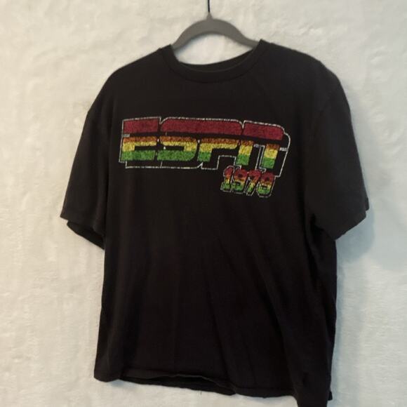 ESPN Other - ESPN Est 1979 Graphic T Shirt Mens XL Black Retro Logo Striped Colors Casual Tee